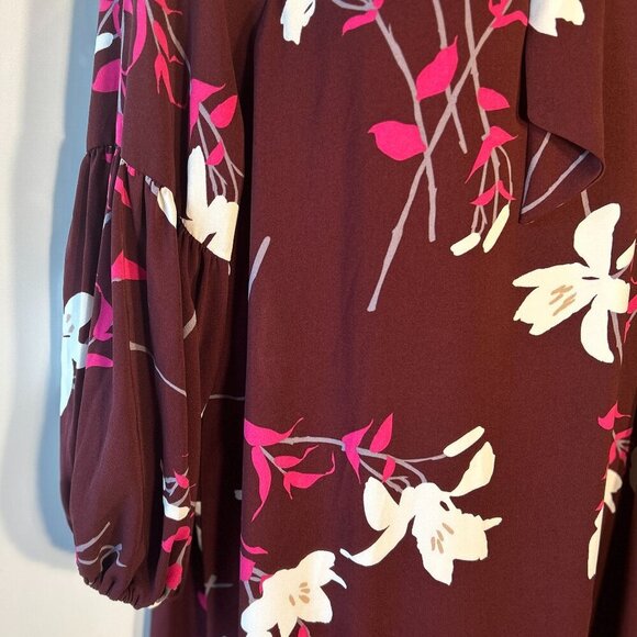 Prologue SZXXL Wine Floral Tie Neck Dress Career Modern Interview Travel Comfy - Picture 8 of 16